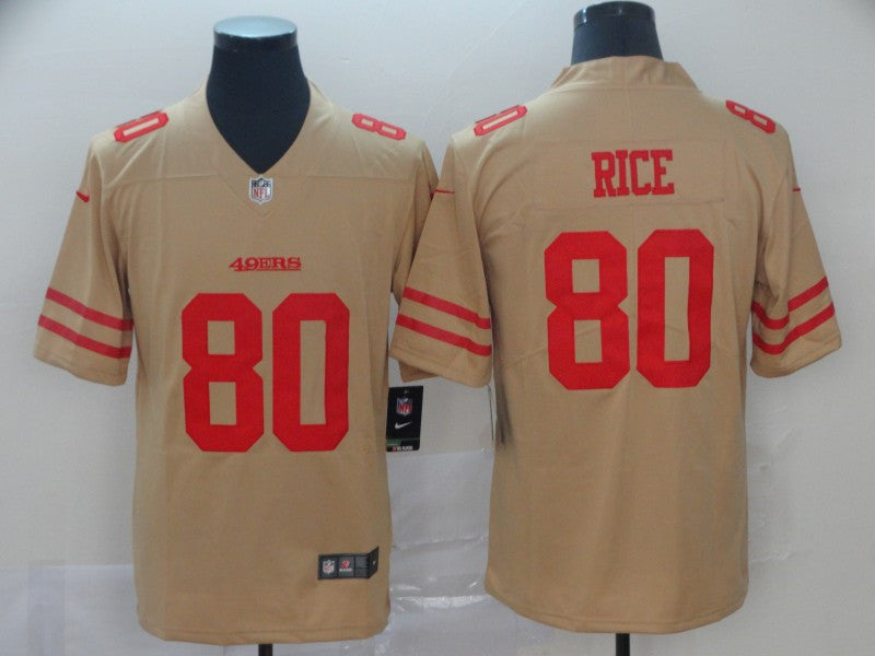 Men’s San Francisco 49ers #80 Jerry Rice Nike Gold Inverted Limited Player Jersey