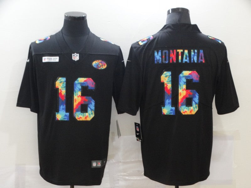 Men’s San Francisco 49ers Joe Montana #16 Black Jersey