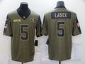 Men’s San Francisco 49ers Trey Lance #5 Brown Jersey