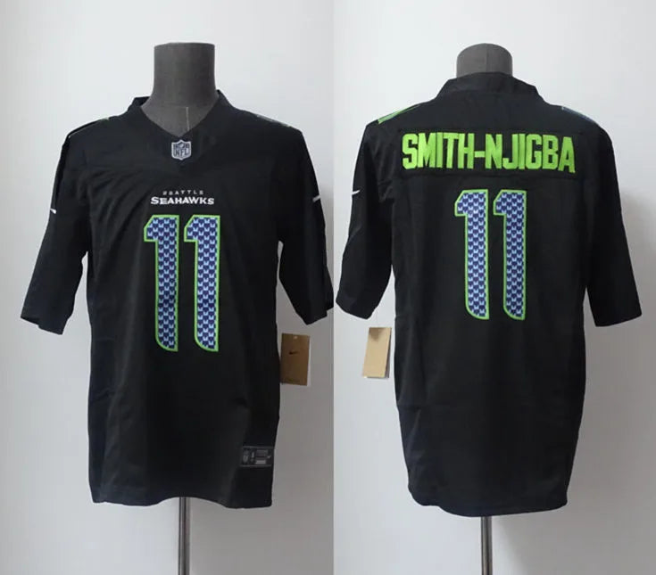 Mens Seattle Seahawks #14 Sam Darnold Nike Super Bowl LX Patch Black Carbon Fashion Game Jersey – Black