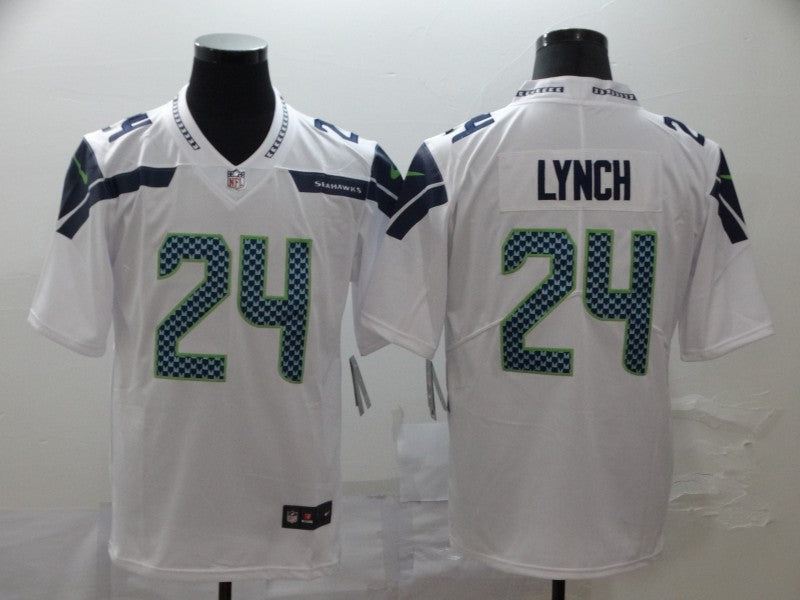 Men’s Seattle Seahawks #24 Marshawn Lynch White Jersey