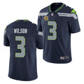 Men’s Seattle Seahawks #3 Russell Wilson Navy Captain Patch Vapor Limited Jersey