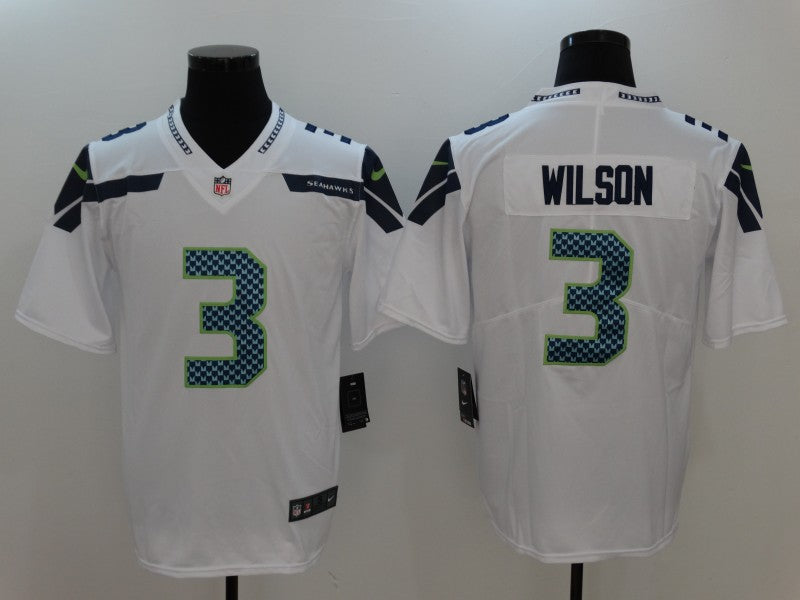 Men’s Seattle Seahawks #3 Russell Wilson Nike White Vapor Limited Jersey