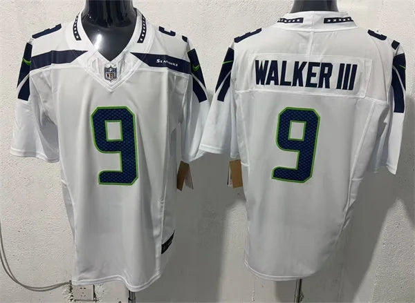 Mens Seattle Seahawks #9 Kenneth Walker III Nike White Away Vapor F.U.S.E. Limited Jersey