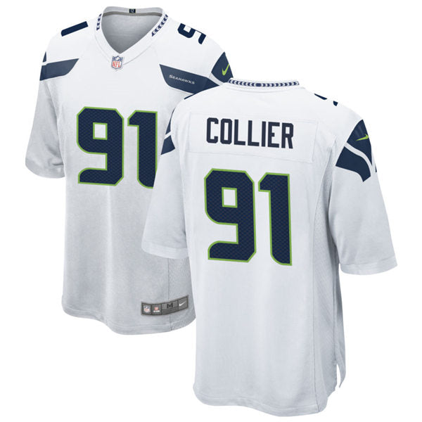 Mens Seattle Seahawks #91 L.J. Collier Nike White Vapor Limited Jersey