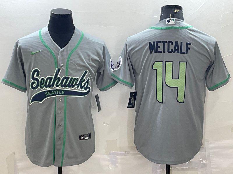 Men’s Seattle Seahawks DK Metcalf #14 Gray Jersey Joint Edition