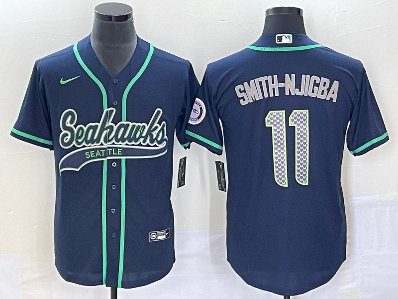 Men’s Seattle Seahawks Jaxon Smith-Njigba #11 Navy Jersey Joint Edition
