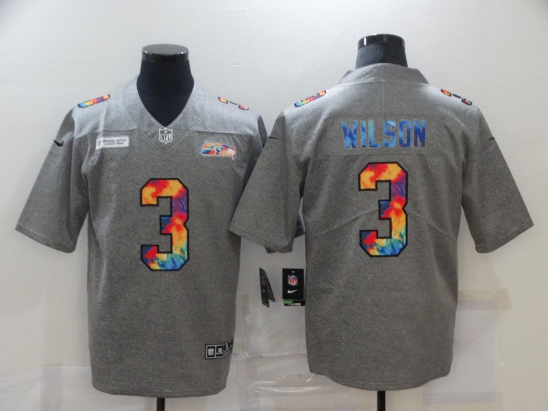 Men’s Seattle Seahawks Russell Wilson #3 Gray Jersey