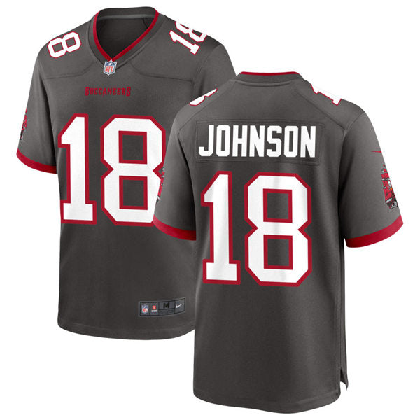 Mens Tampa Bay Buccaneers #18 Tyler Johnson Nike Pewter Alternate Vapor Limited Jersey