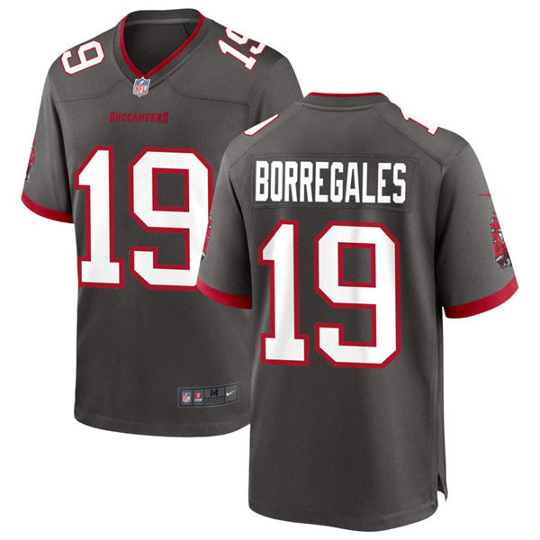 Mens Tampa Bay Buccaneers #19 Jose Borregales Nike Pewter Alternate Vapor Limited Jersey