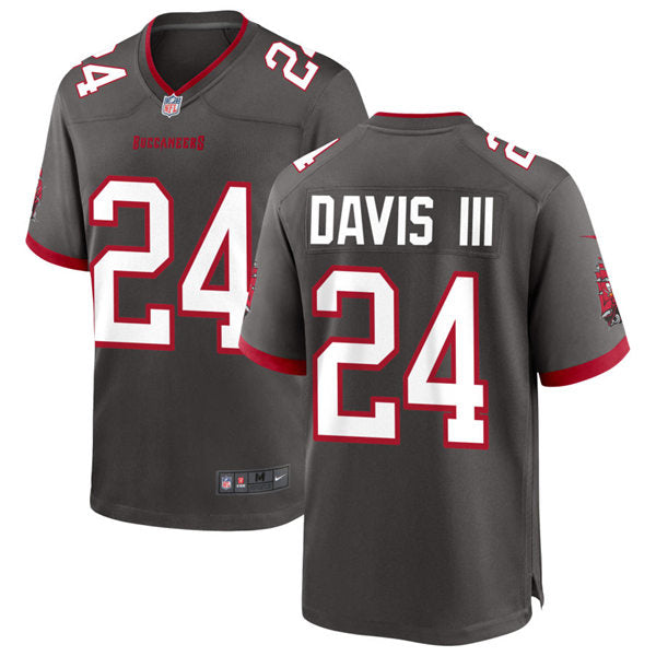 Mens Tampa Bay Buccaneers #24 Carlton Davis III Nike Pewter Alternate Vapor Limited Jersey