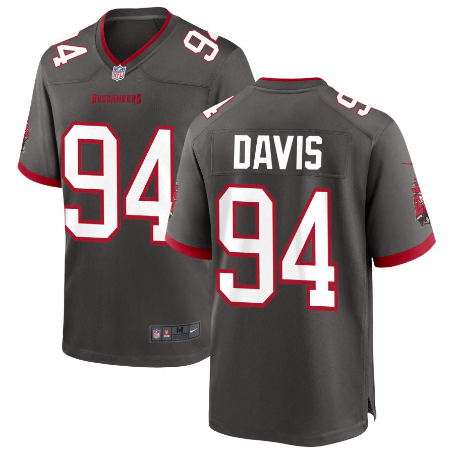 Mens Tampa Bay Buccaneers #94 Khalil Davis Nike Pewter Alternate Vapor Limited Jersey