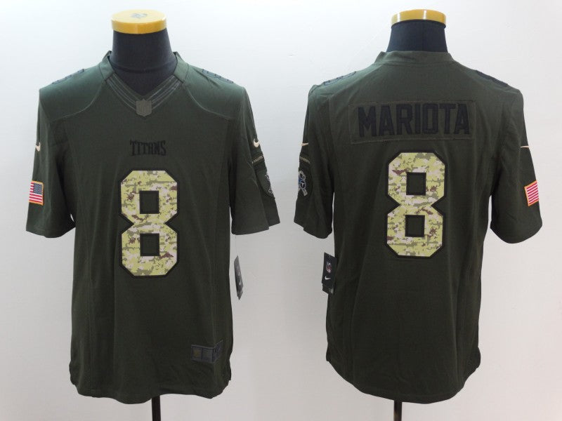Men’s Tennessee Titans Marcus Mariota #8 Army Green Jersey