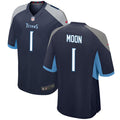 Mens Tennessee Titans Retired Player #1 Warren Moon Nike Navy Vapor F.U.S.E. Limited Jersey