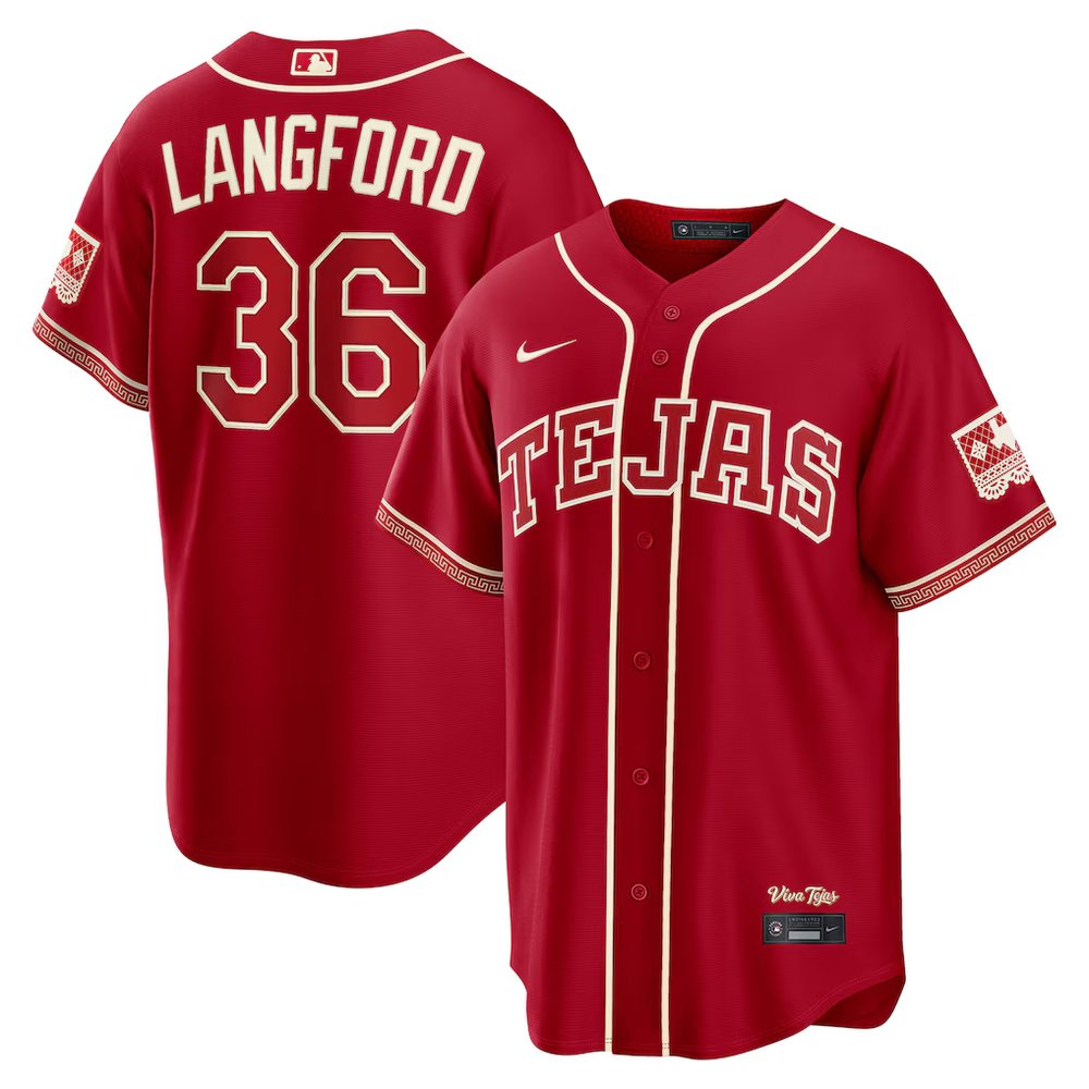 Men’s Texas Rangers #36 Wyatt Langford Red 2026 City Connect Stitched Jersey
