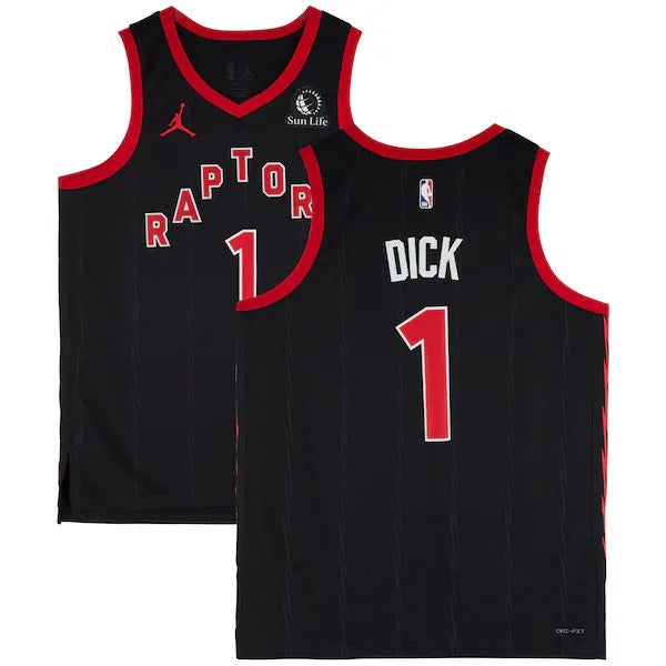 Mens Toronto Raptors #1 Gradey Dick Black Statement Edition Jersey