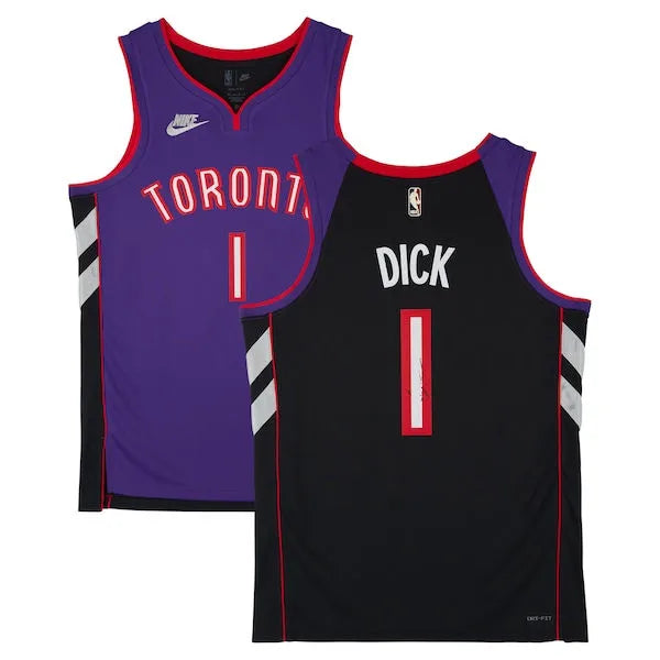 Mens Toronto Raptors #1 Gradey Dick Purple Black Classic Edition Jersey