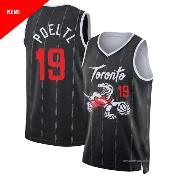 Mens Toronto Raptors #19 Jakob Poeltl Black 2025-26 City Edition Swingman Jersey