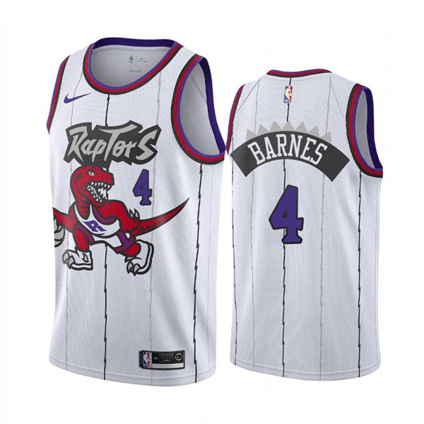 Mens Toronto Raptors #4 Scottie Barnes White Nike Hardwood Classics Jersey