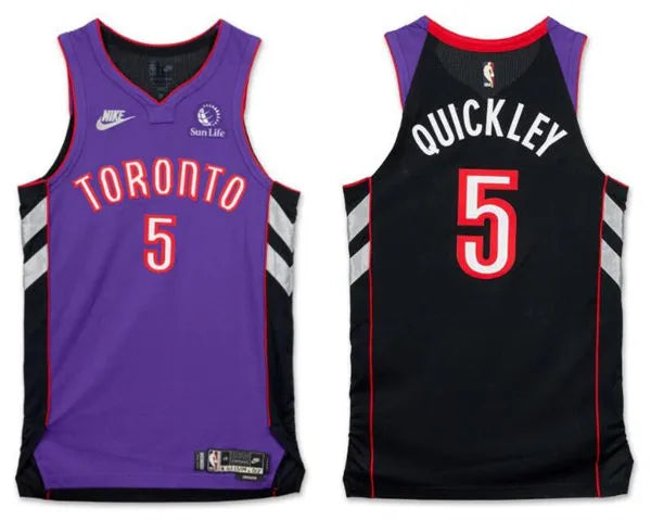 Mens Toronto Raptors #5 Immanuel Quickley Purple Black Classic Edition Jersey