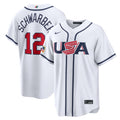 Men’s USA Baseball #12 Kyle Schwarber White 2026 World Baseball Classic Home Stadium Jersey