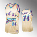 Men’s Utah Jazz #14 Jeff Hornacek Beige Soul Throwback Jersey