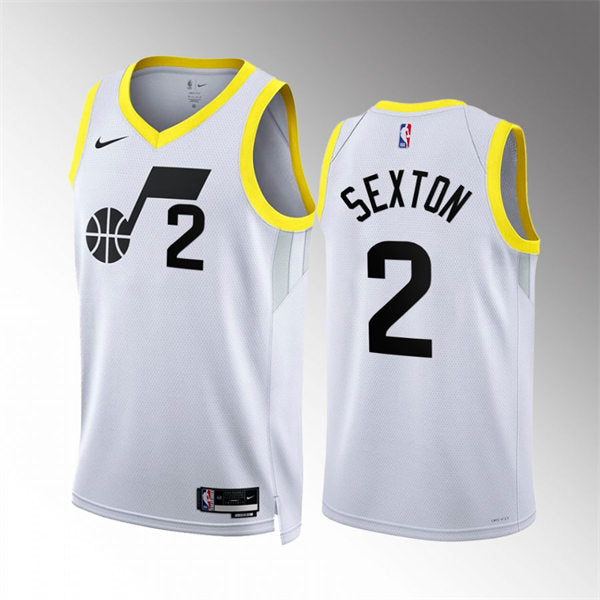 Mens Utah Jazz #2 Collin Sexton White 2022-23 Association Edition Jersey