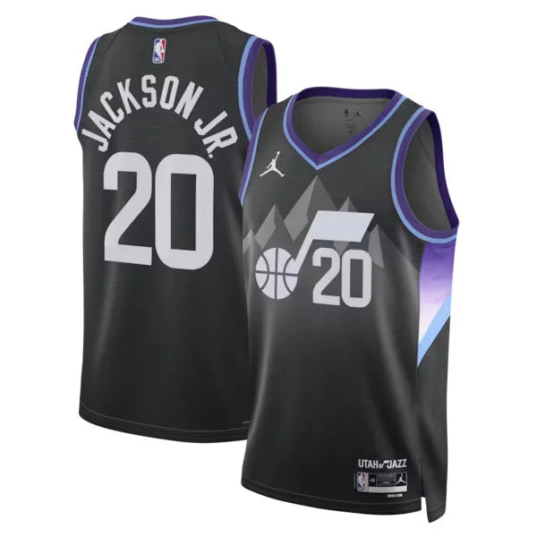 Mens Utah Jazz #20 Jaren Jackson Jr. Black Statement Edition Swingman Jersey