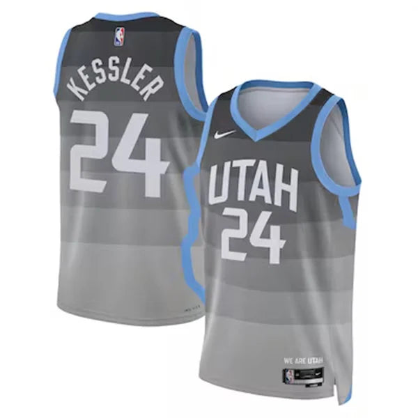 Mens Utah Jazz #24 Walker Kessler Nike 2025-26 Gray City Edition Swingman Jersey