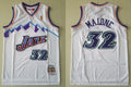 Mens Utah Jazz #32 Karl Malone White Mitchell&Ness 1996-97 Hardwood Classics Throwback Jersey