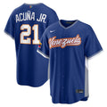 Men’s Venezuela Baseball #21 Ronald Acuna Jr. Royal 2026 World Baseball Classic Road Stadium Jersey