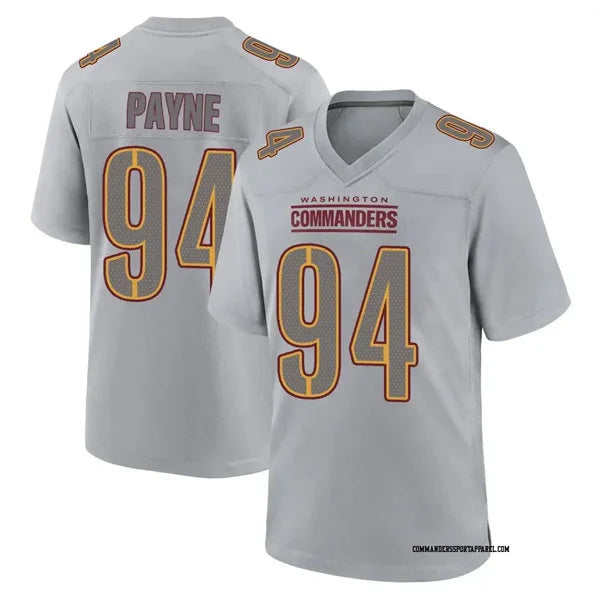 Mens Washington Commanders #94 Daron Payne Gray Atmosphere Fashion Game jersey