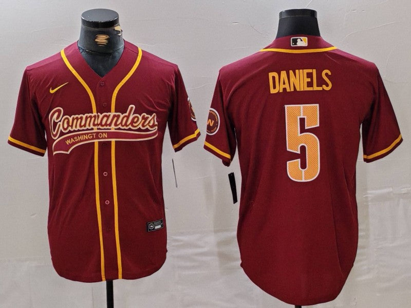 Men’s Washington Commanders Jayden Daniels #5 Burgundy Jersey