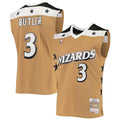 Mens Washington Wizards #3 Caron Butler Mitchell & Ness Gold 2007-08 Hardwood Classics Swingman Jersey