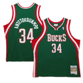 Milwaukee Bucks #34 Giannis Antetokounmpo Mitchell & Ness 2013-14 Hardwood Classics Swingman Jersey Hunter Green