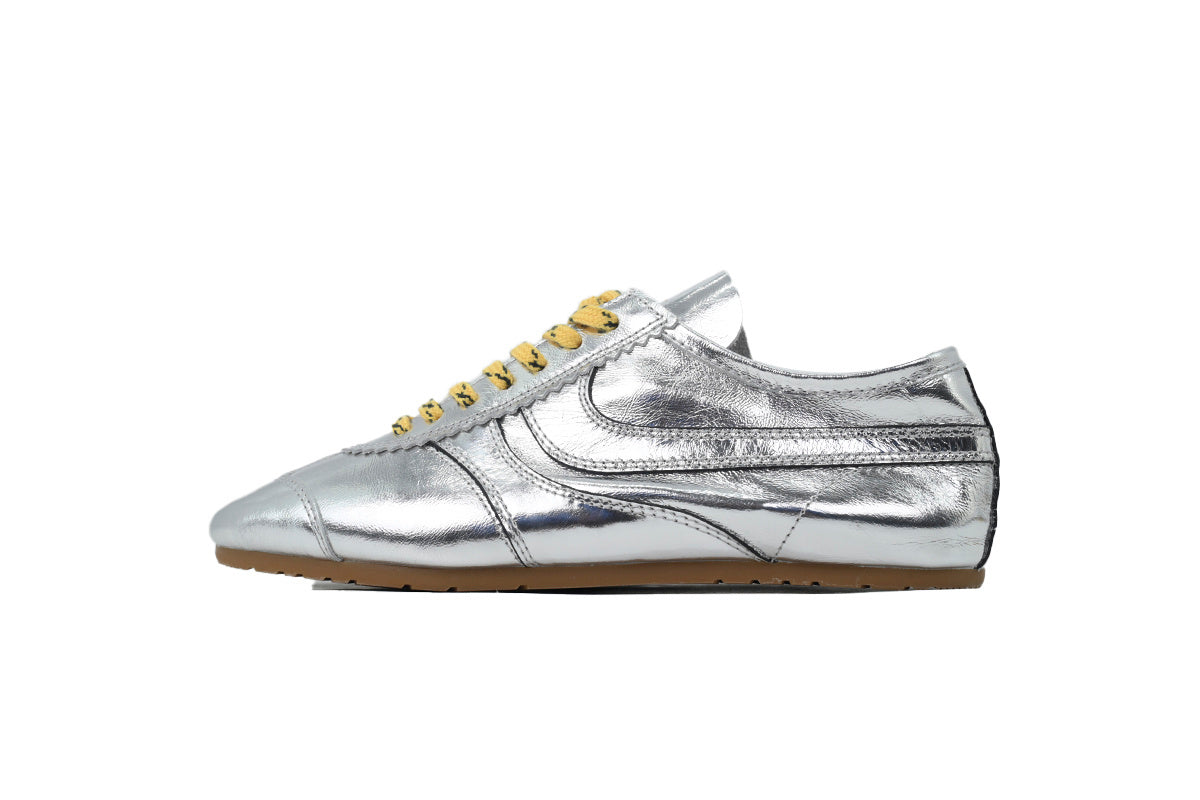 Dries Van Noten Suede Sneakers Liquid Silver