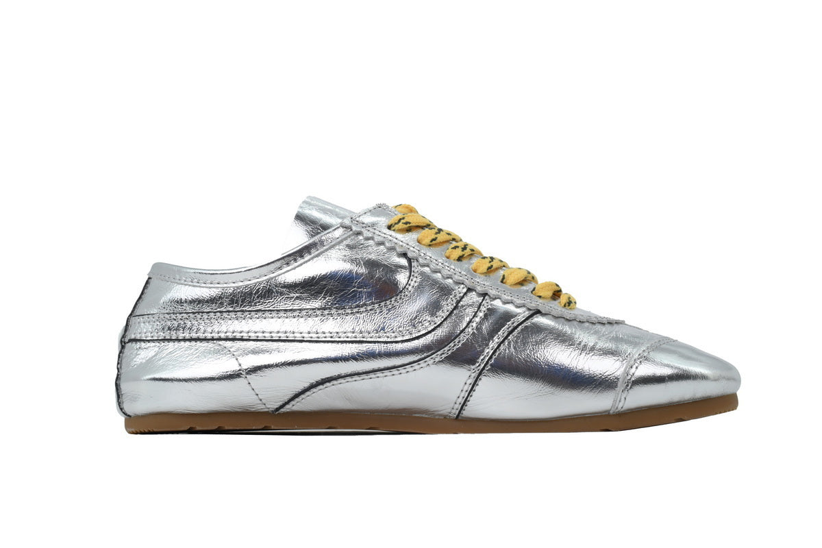 Dries Van Noten Suede Sneakers Liquid Silver