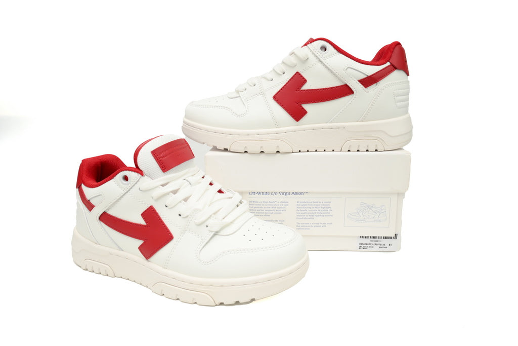 OFF-WHITE Out Of Office OOO Low Tops White Red OMIA189G 23LEA007 0125