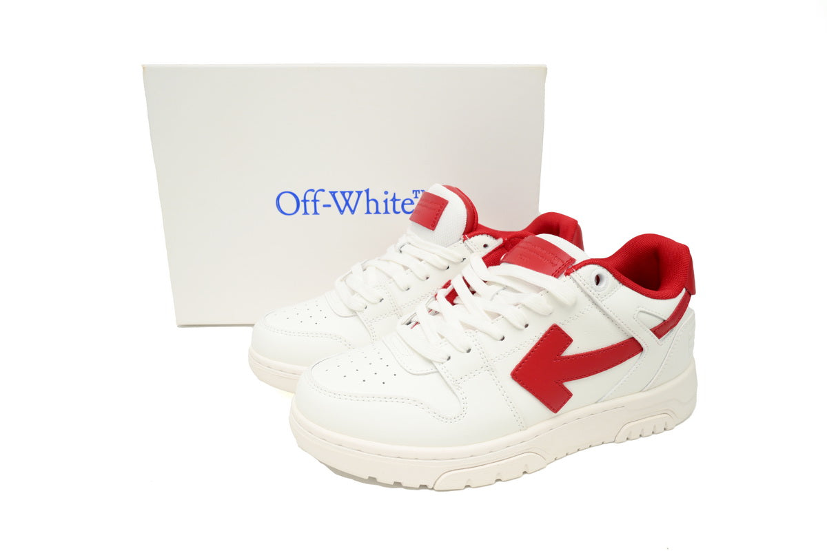 OFF-WHITE Out Of Office OOO Low Tops White Red OMIA189G 23LEA007 0125