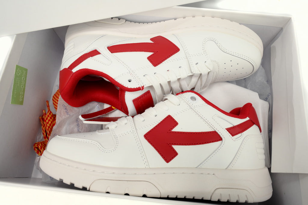 OFF-WHITE Out Of Office OOO Low Tops White Red OMIA189G 23LEA007 0125