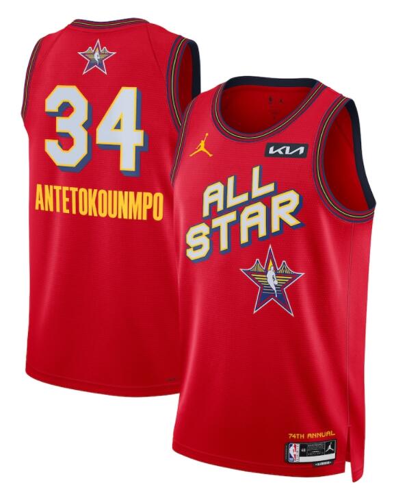 Unisex Milwaukee Bucks #34 Giannis Antetokounmpo Red 2025 NBA All-Star Game Swingman Player Jersey