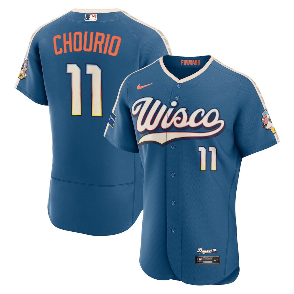 Youth Milwaukee Brewers #11 Jackson Chourio Nike Mineral Blue 2026 City Connect Authentic Sponsor Patch Jersey