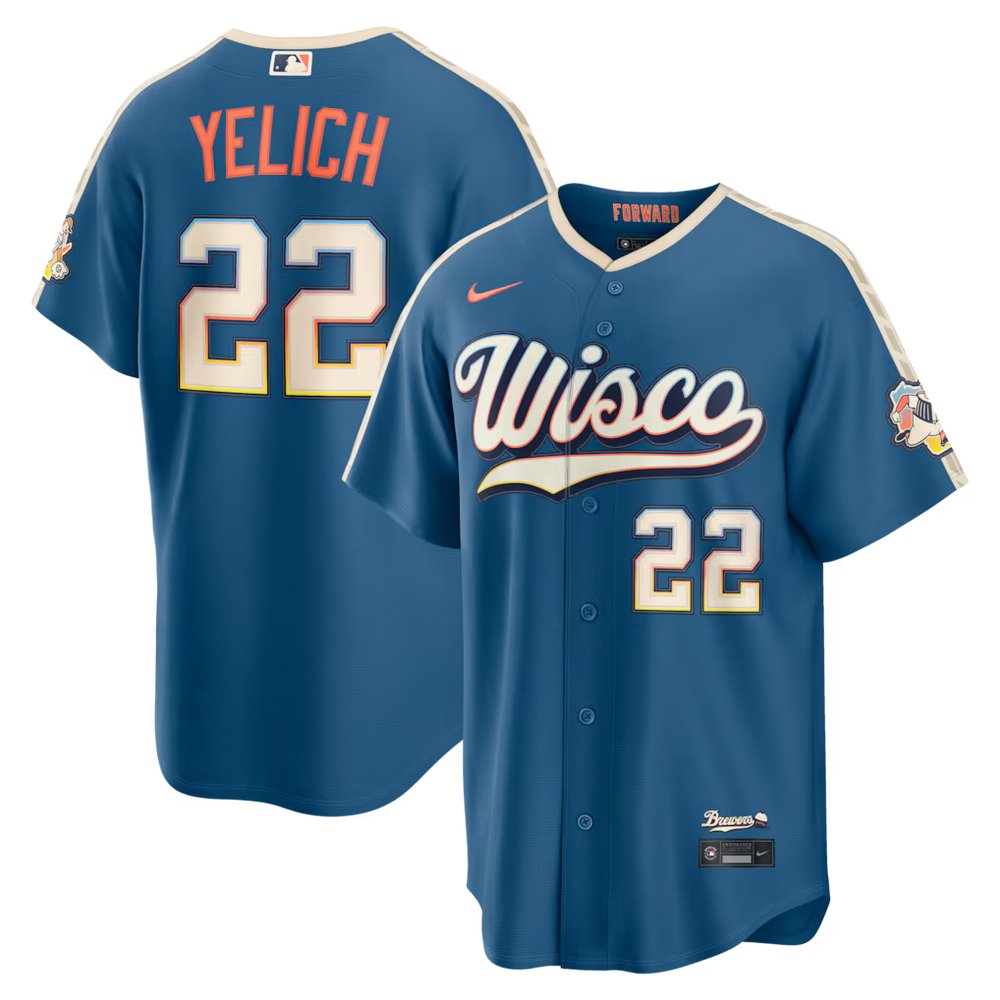 Youth Milwaukee Brewers #22 Christian Yelich Nike Mineral Blue 2026 City Connect Stadium Jersey